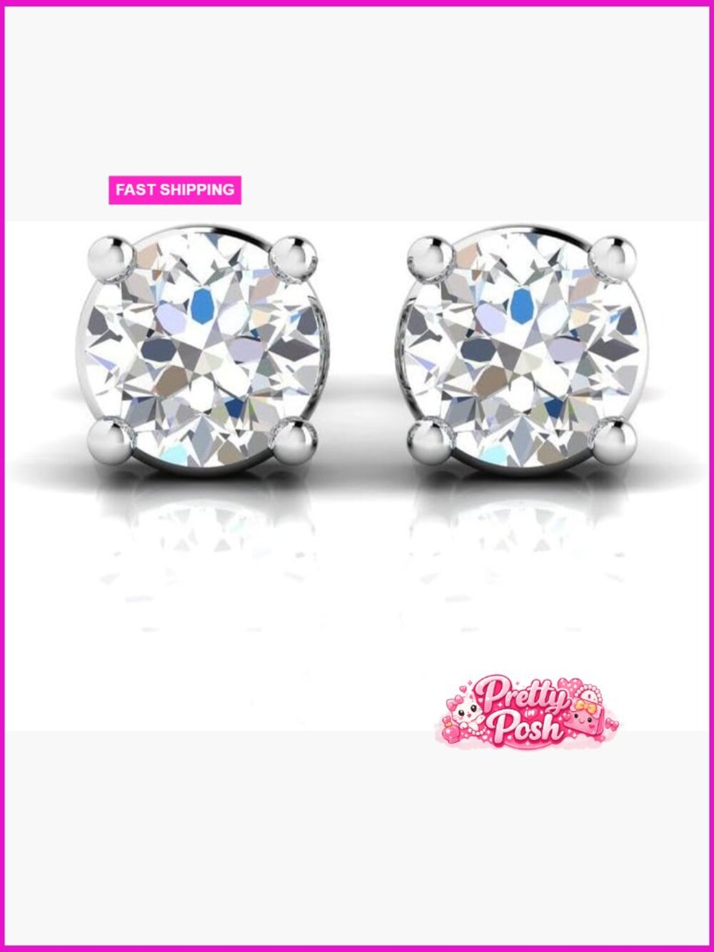 14k White Gold Lab Grown Diamond Solitaire Stud Earrings